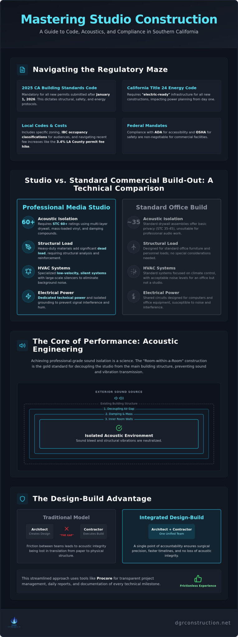 Studio Construction Requirements: A 2026 Guide to Technical & Legal Standards